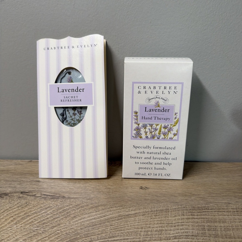 Crabtree Evelyn Lavender Sachet Air Freshener Hand Therapy Spa Gift Set 3.4 oz